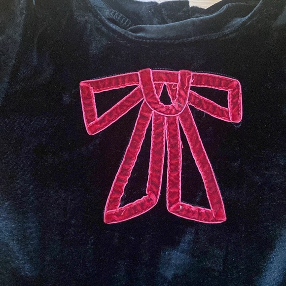 Deux Par Deux Velvet Bow Fur Dress - Picture 2 of 6